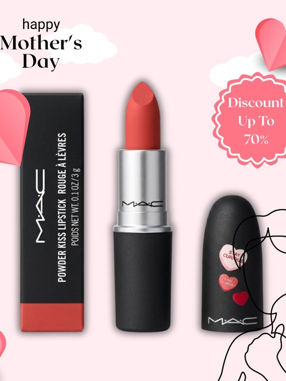MAC Powder Kiss Lipstick 916 Devoted To Chili 0.1 oz
